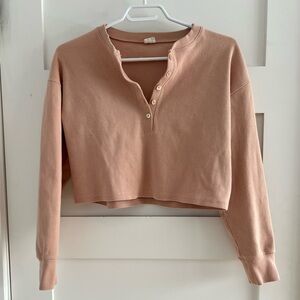 Aritzia Wilfred Free Mavis Henley ribbed longsleeve shirt size S